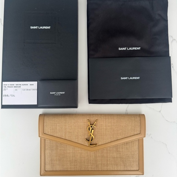 Saint Laurent Handbags - UPTOWN POUCH IN MICRO RAFFIA